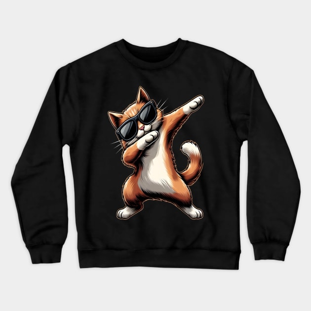 funny dabbing Cat glasses Crewneck Sweatshirt by justingreen